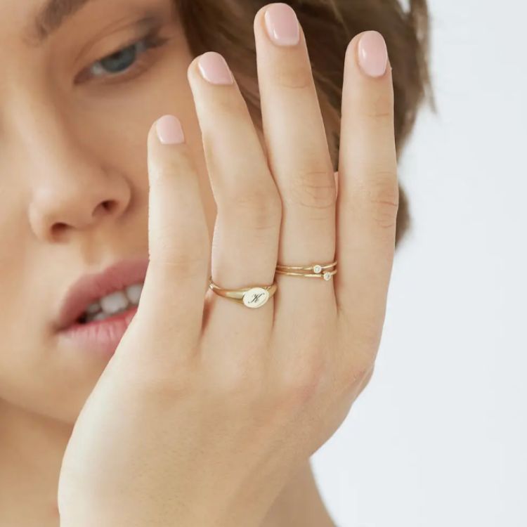 Heart Initial Signet Ring