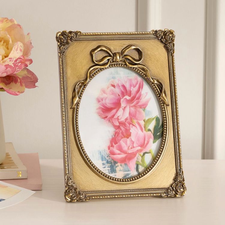 Gold Bow Rectangle Frame
