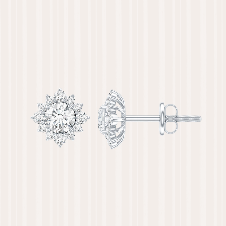 Diamond Halo Stud Earrings
