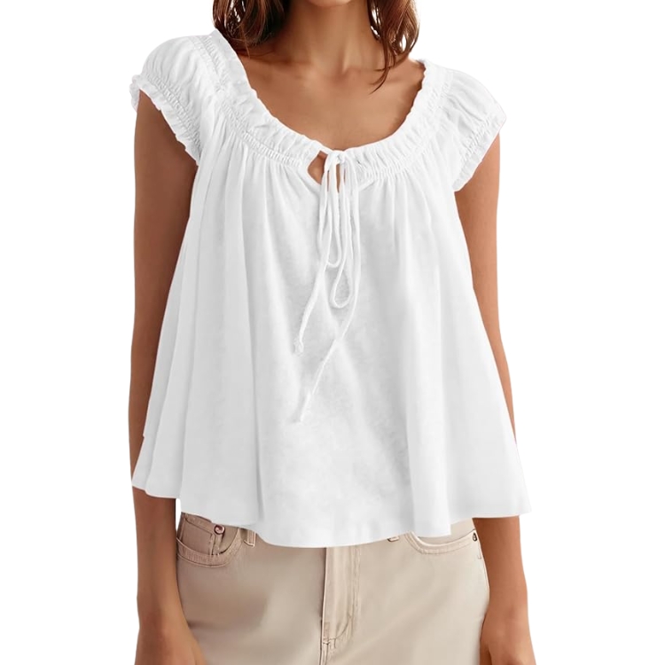 Tie Front Pleated Top