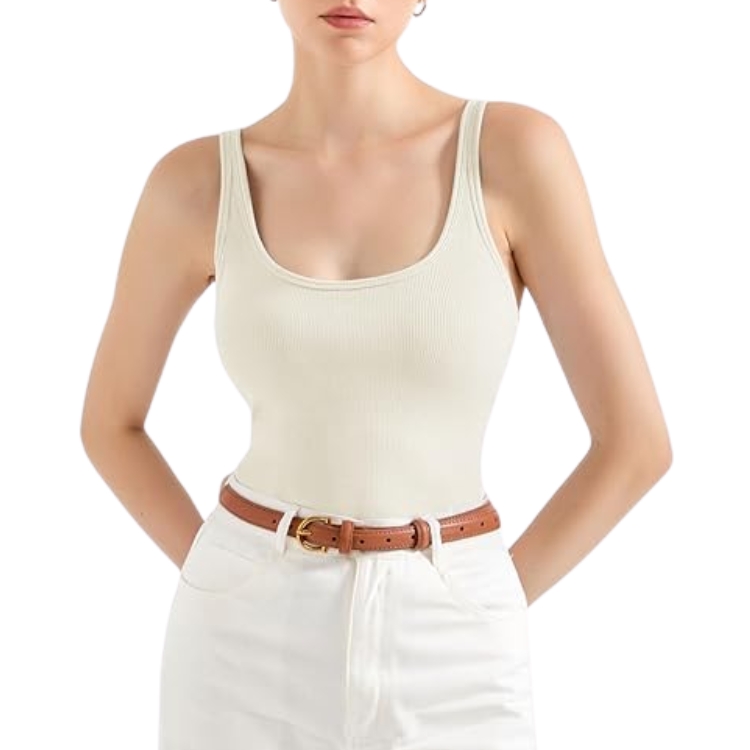 Padded Ribbed Tank Top