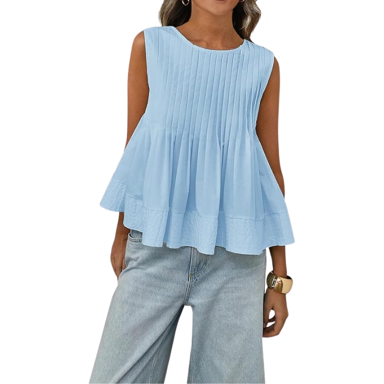 Pleated Babydoll Blouse
