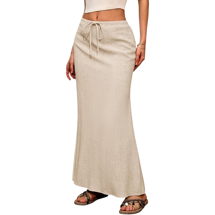 Linen Flared Maxi Skirt