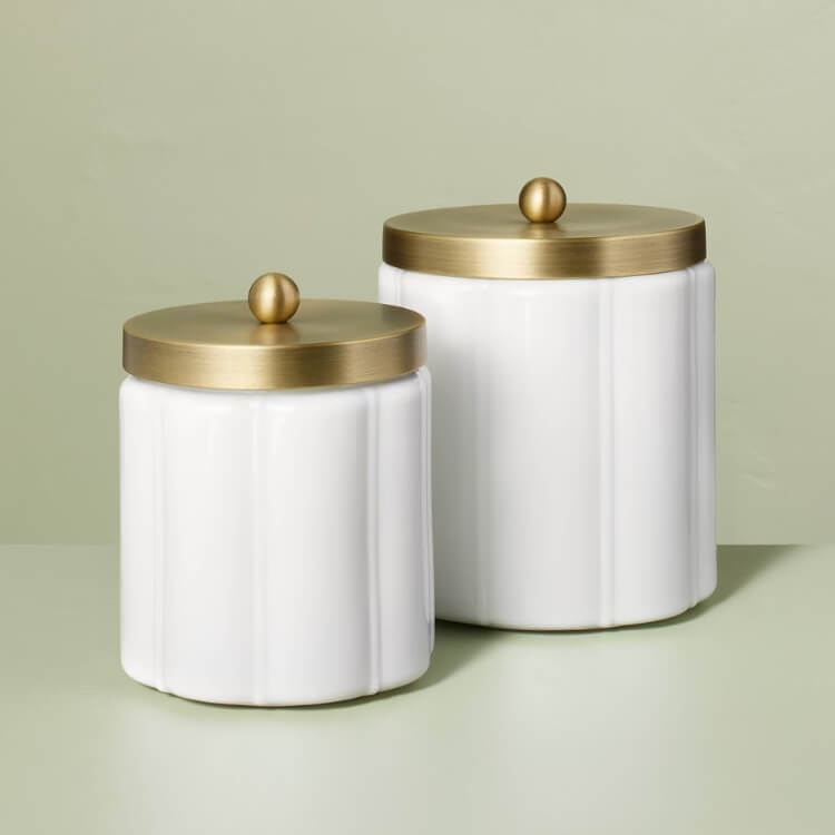 Milk Glass Bathroom Canisters