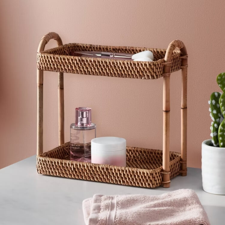 Woven Tiered Bathroom Tray