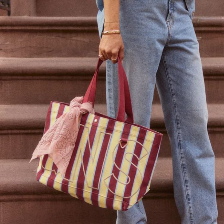 Striped Custom Alpha Tote