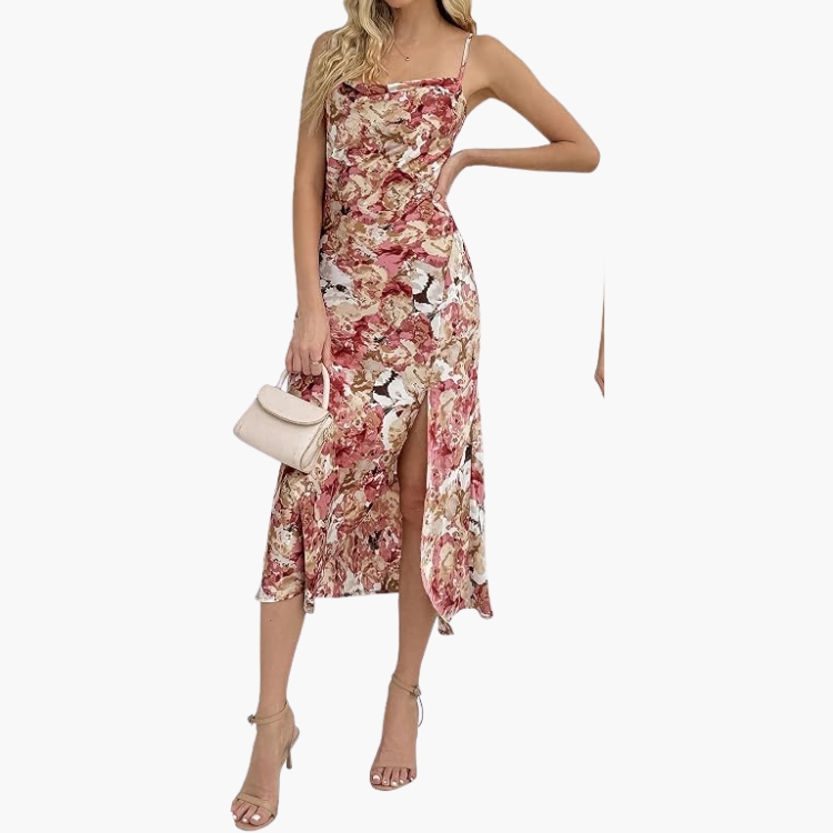 Satin Floral Maxi Dress