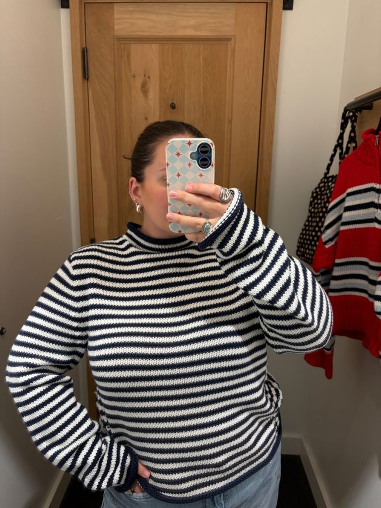 j crew reversible rollneck try on