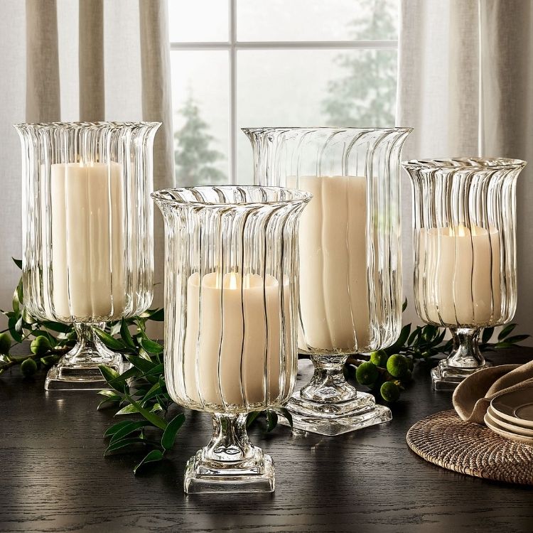 Fluted Hurricane Candle Holder