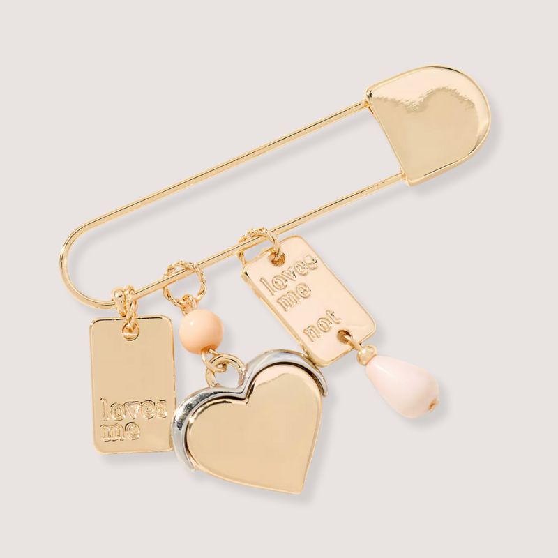 Paperclip Beaded Charm Brooch