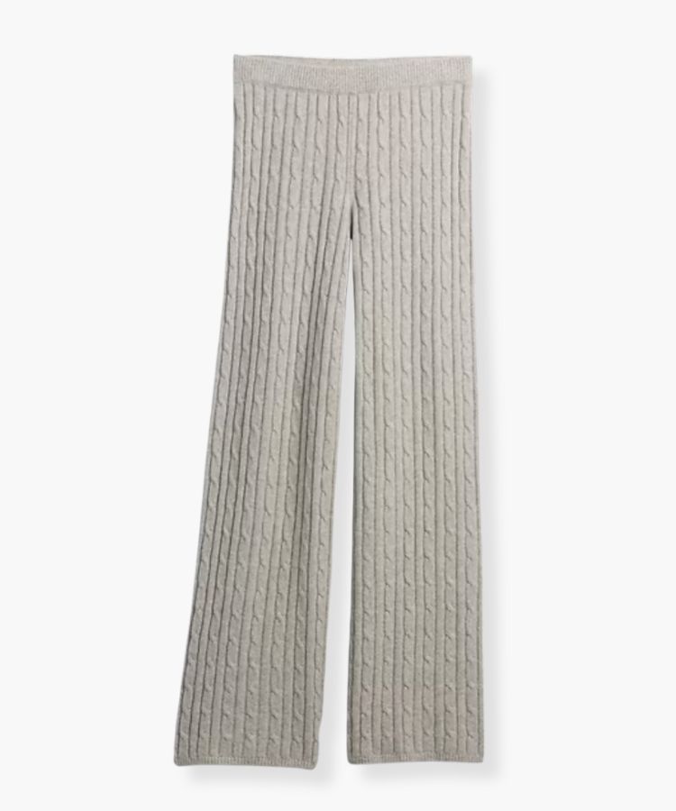 CashSoft Cable-Knit Sweater Pants