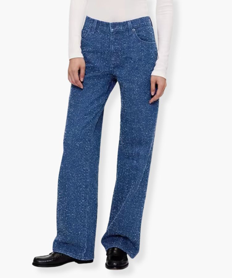 Low Rise Denim Tweed Jeans