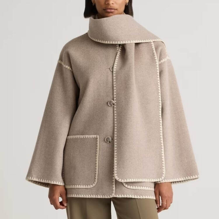 Merino Wool Scarf Coat