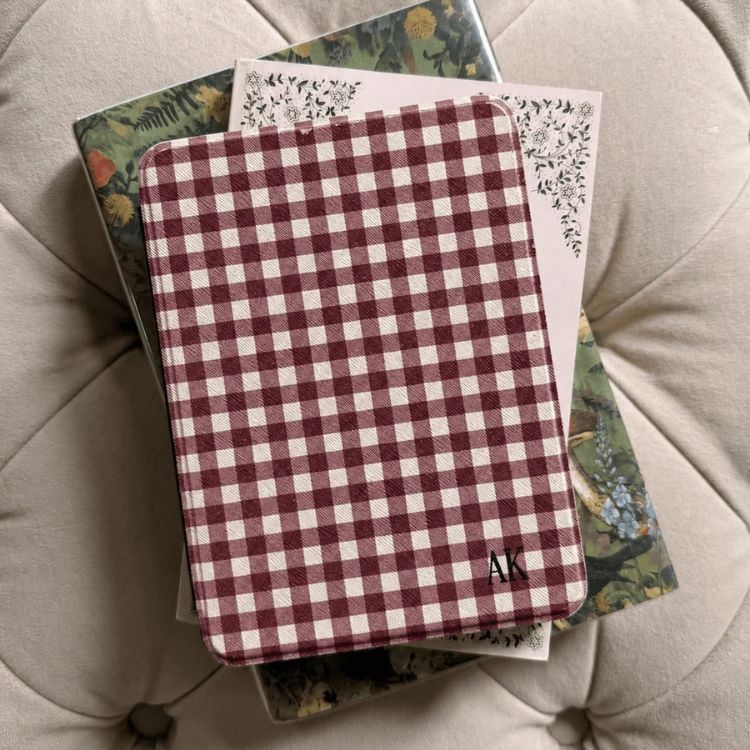 Burgundy Gingham Kindle Case
