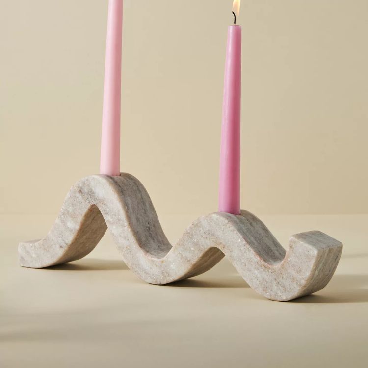 Curved Marble Taper Candle Holder