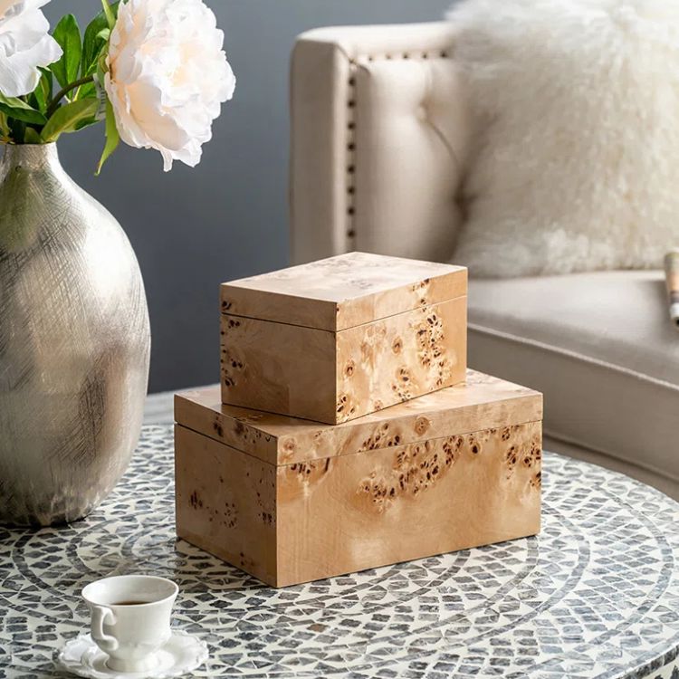 Burl Wood Storage Boxes