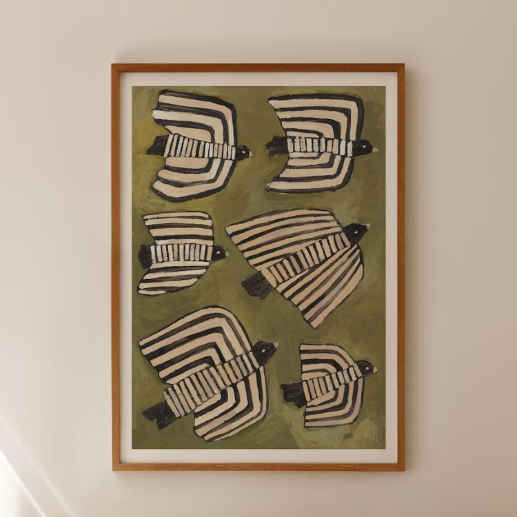 Striped Birds Print