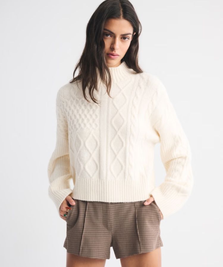 Easy Cable-Knit Mockneck Sweater