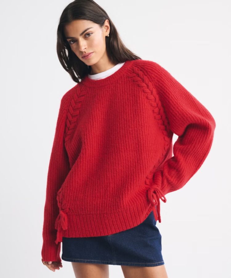 Dad Lace-Up Crew Sweater