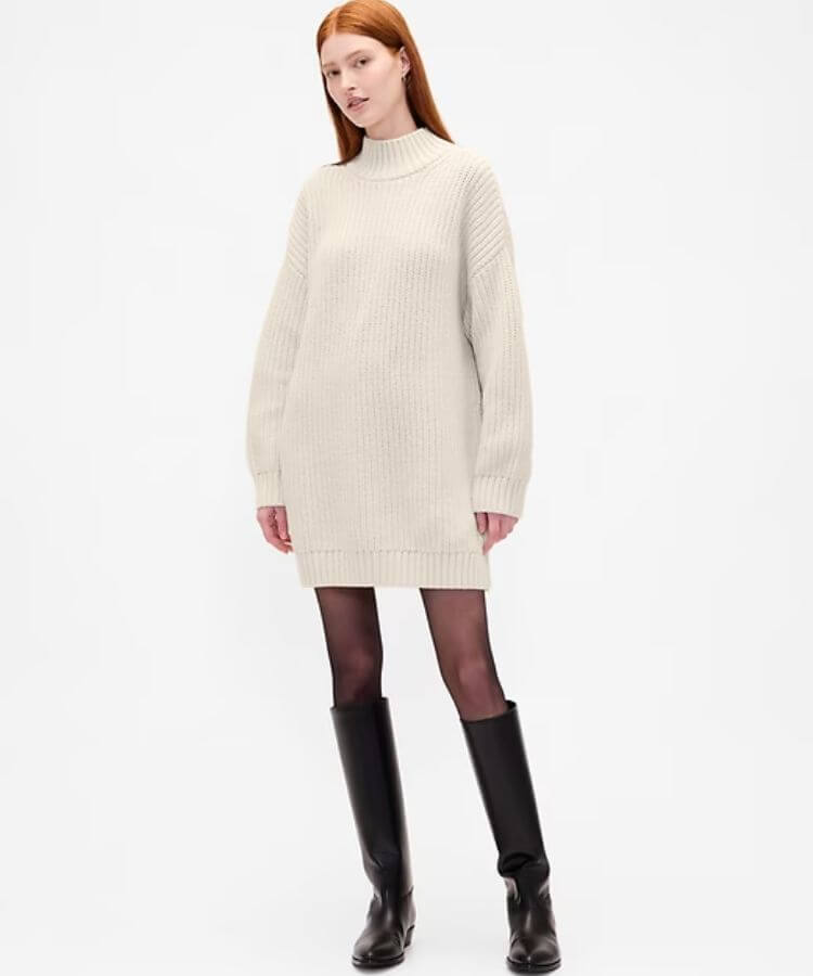 Oversized Turtleneck Mini Sweater Dress