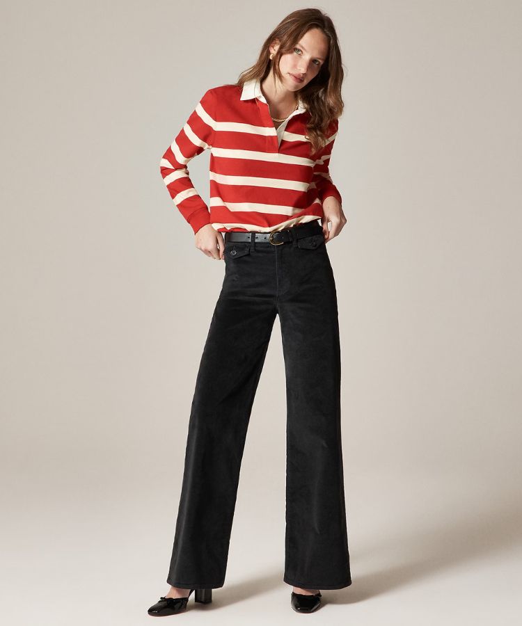 Wide-Leg Trouser in Washed Velvet