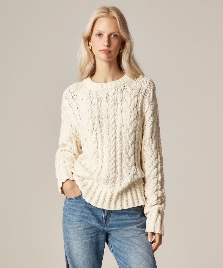 Cable-Knit Crewneck Sweater