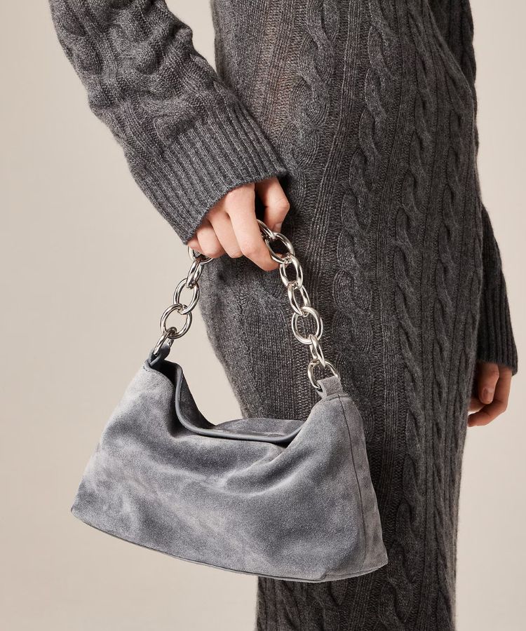 Small Suede Chainlink Shoulder Bag