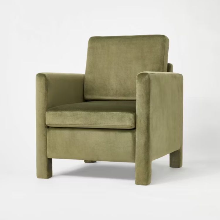 Olive Green Velvet Accent Chair