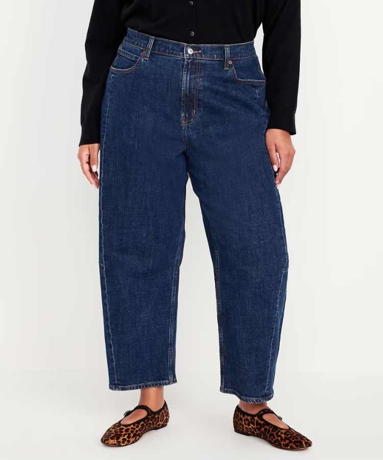 High-Waisted Barrel Ankle Jeans