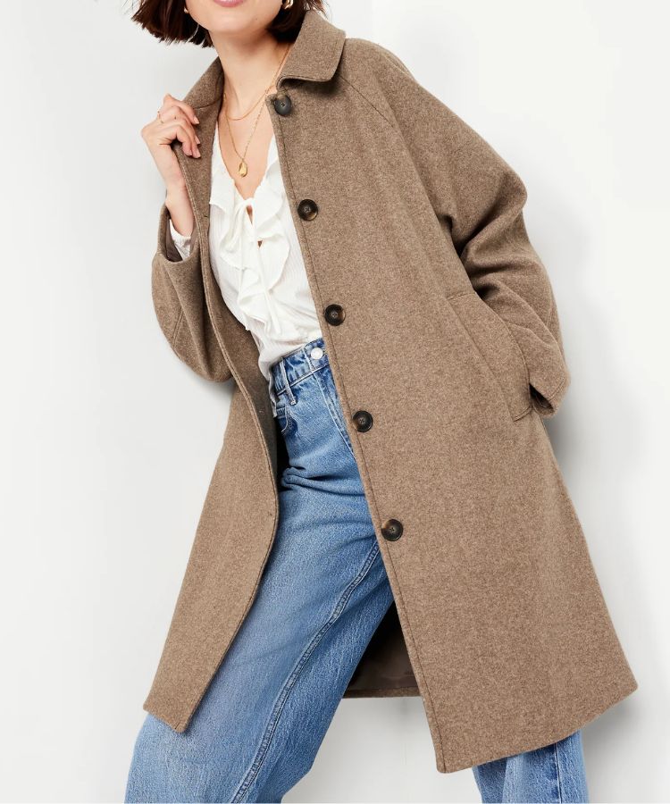 Relaxed Button-Front Mac Coat