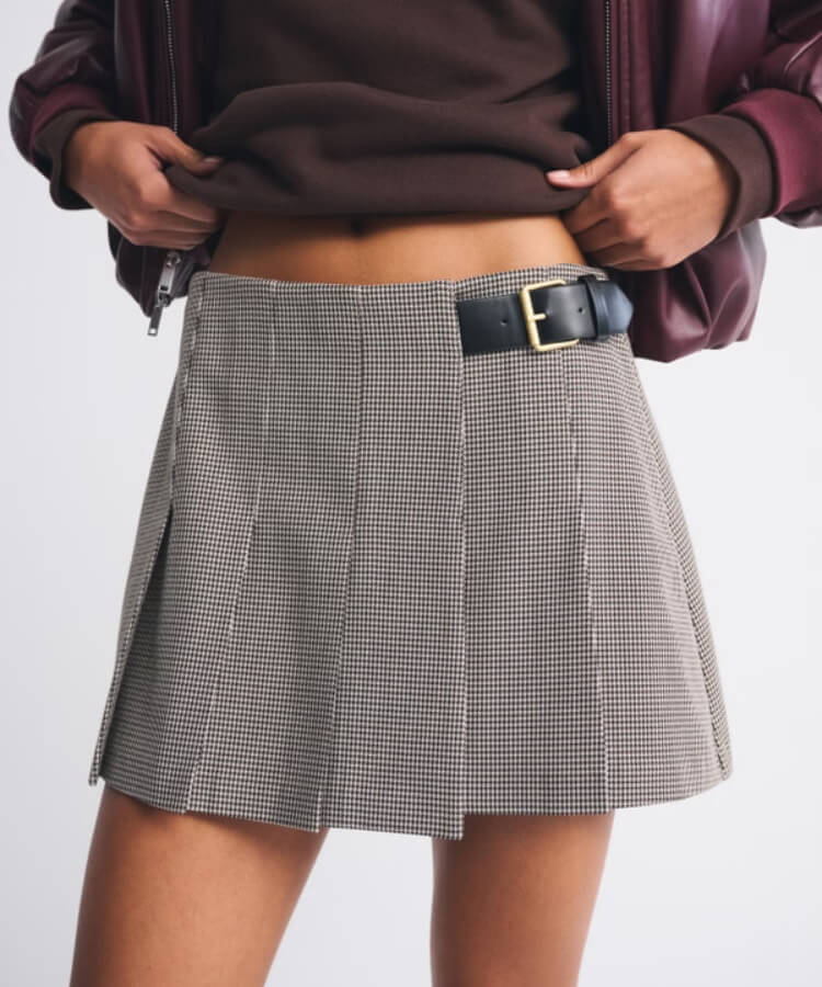 Pleated Wrap Mini Skort