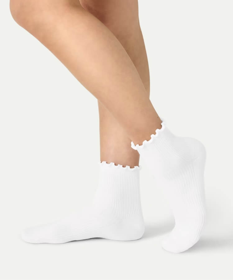 Ruffle Rib Quarter Socks