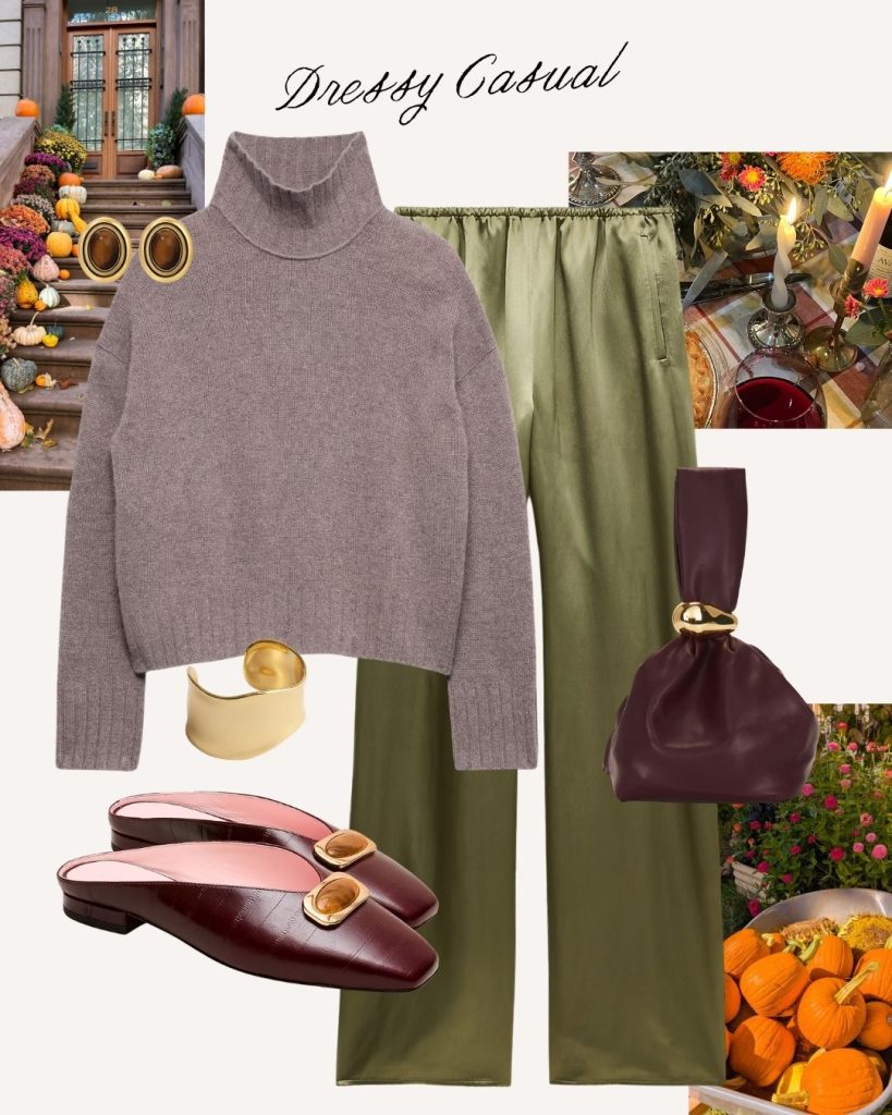 sweater and silk pants