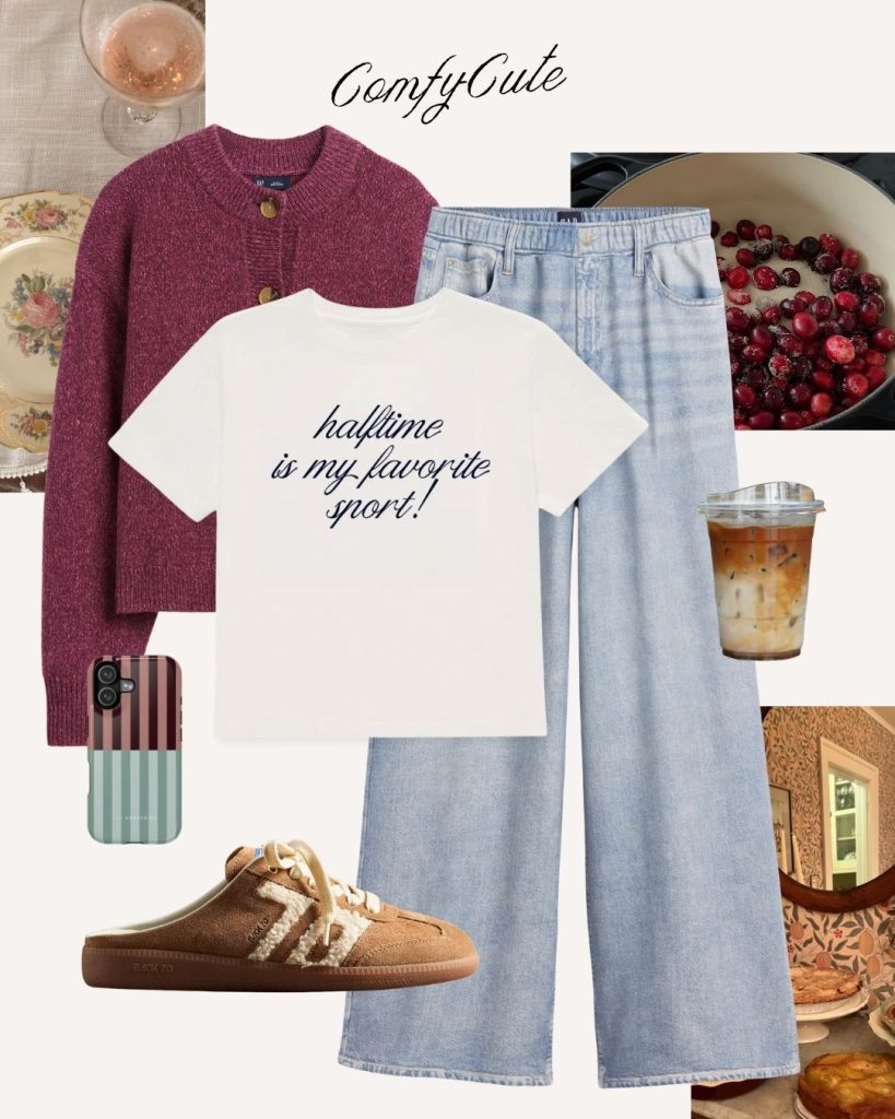 graphic tee and sweatpant jeans