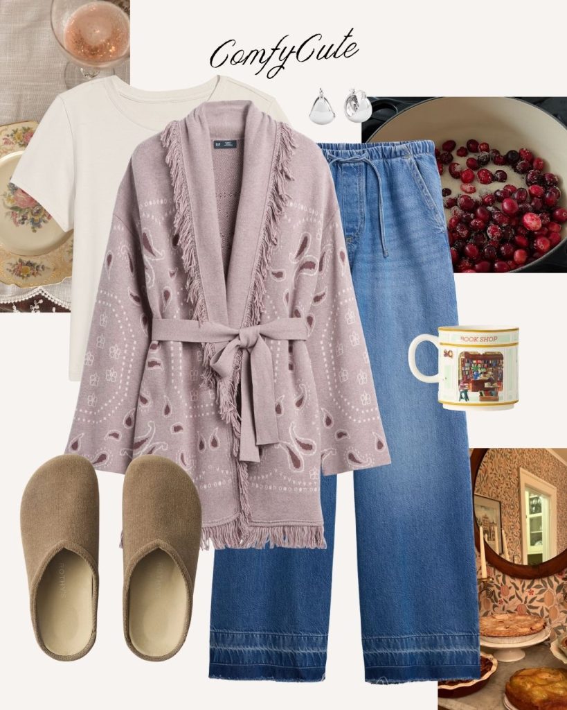 bandana cardigan and drawstring jeans