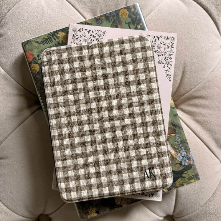Brown Gingham Kindle Case