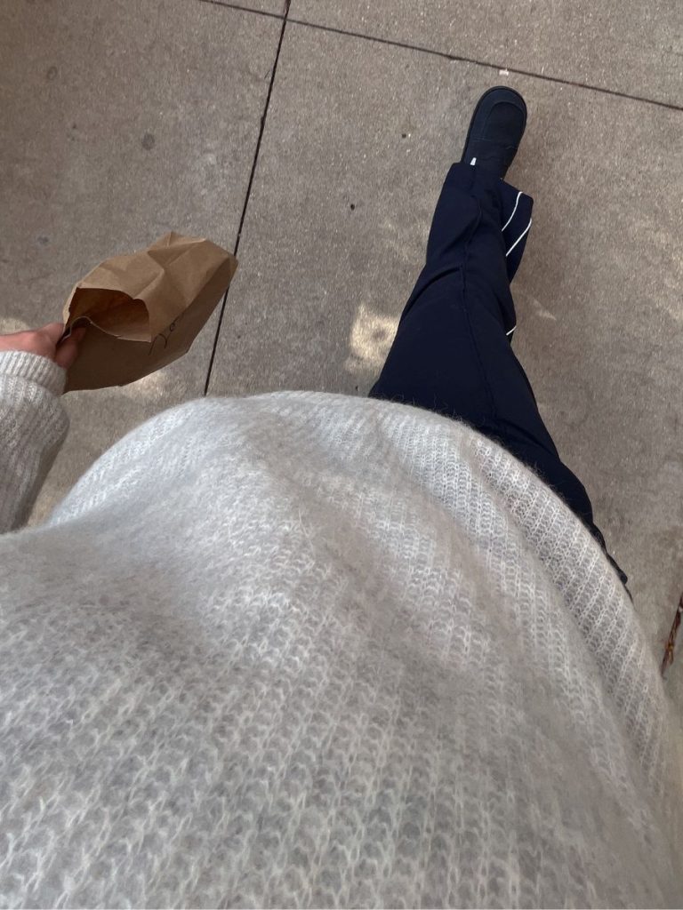 track pants and sweater outfit