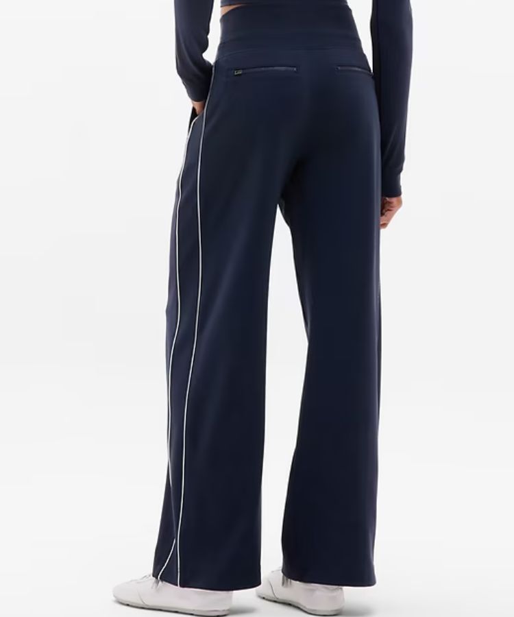 Venice Track Stripe Wide Leg Pant in Navy
