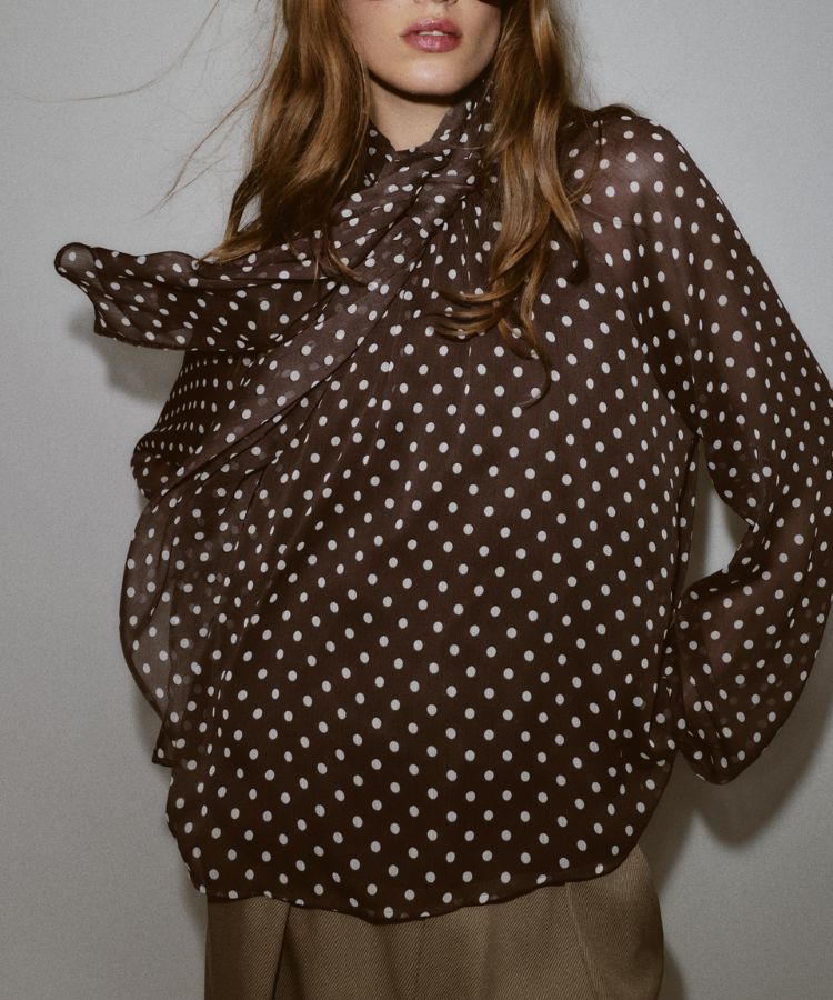 Polka Dot Tie Blouse