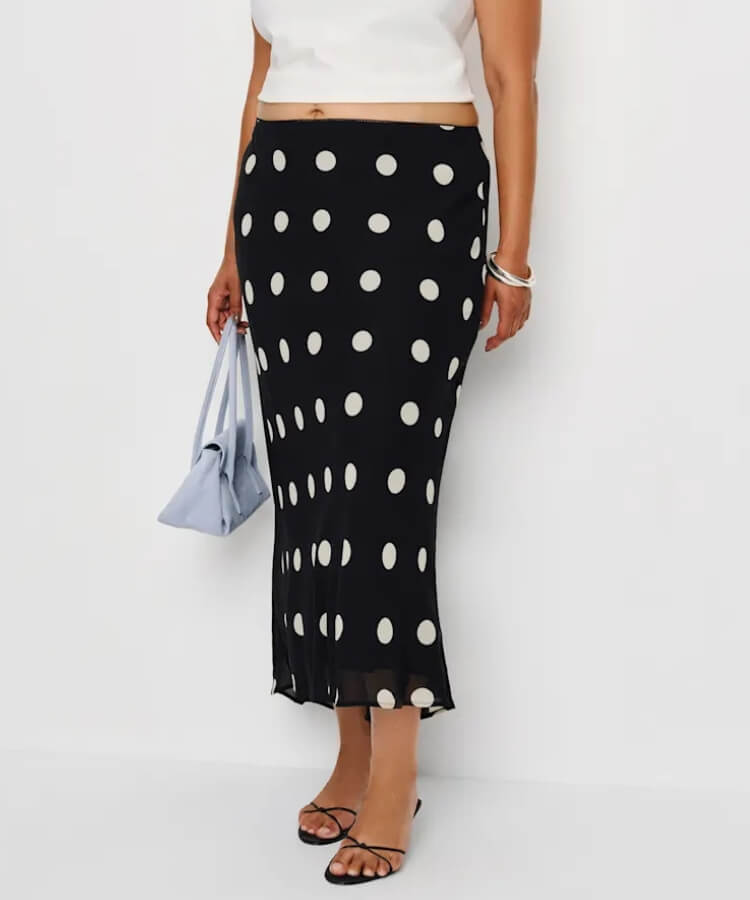 Polka Dot Midi Skirt
