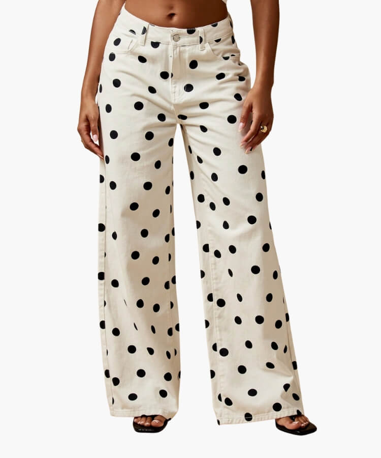 Polka Dot High-Waisted Jeans