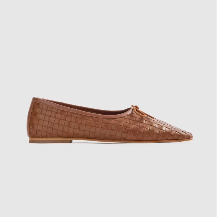 Italian Leather Handwoven Square Toe Ballet Flat
