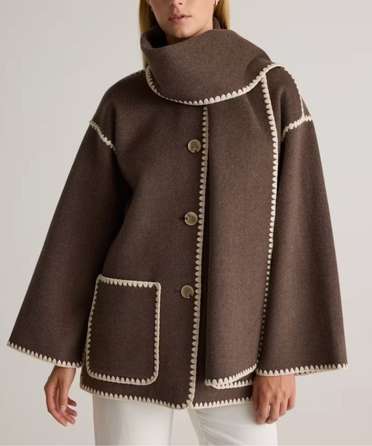 Double-Faced Merino Wool Scarf Coat