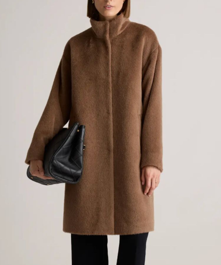 Alpaca-Wool Stand Collar Coat