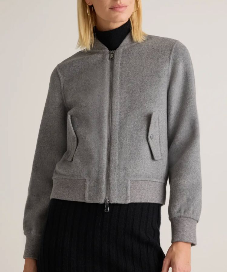 Double-Faced Merino Wool Bomber Jacket