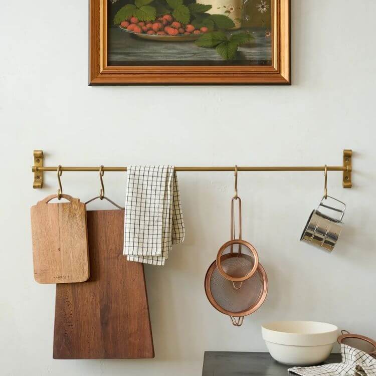Brass Rail with Hooks