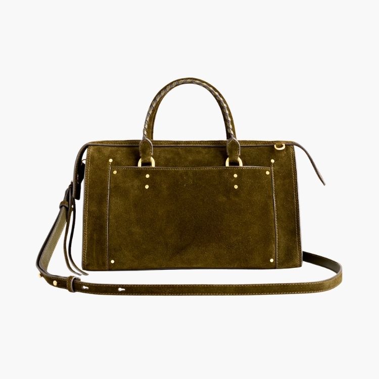 Whipstitched Suede Satchel