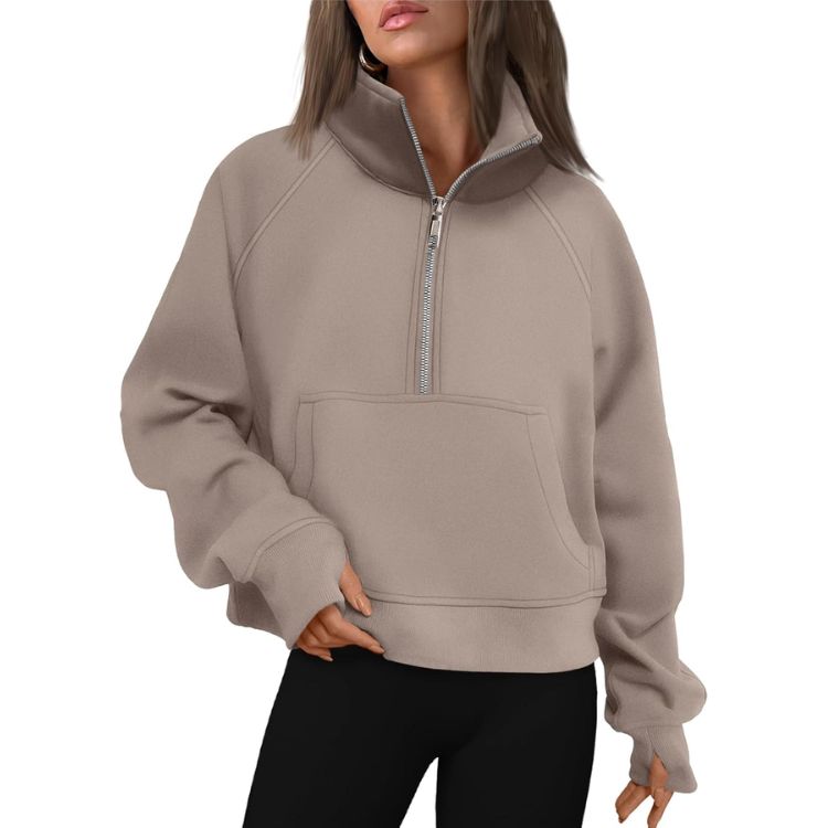 Half Zip Cropped Pullover Sweatshirt