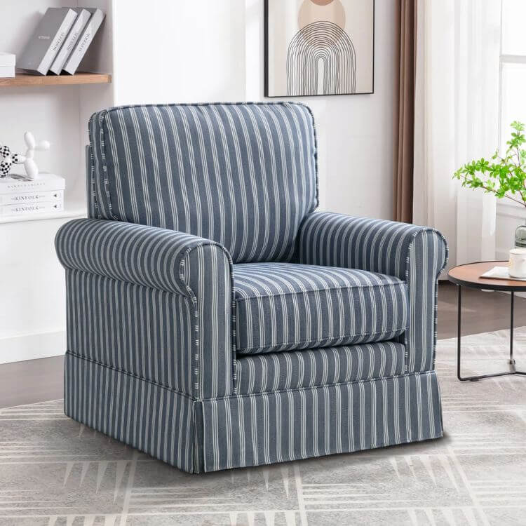 Striped Swivel Arm Chair
