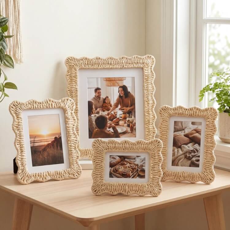 Rattan Scalloped Picture Frames